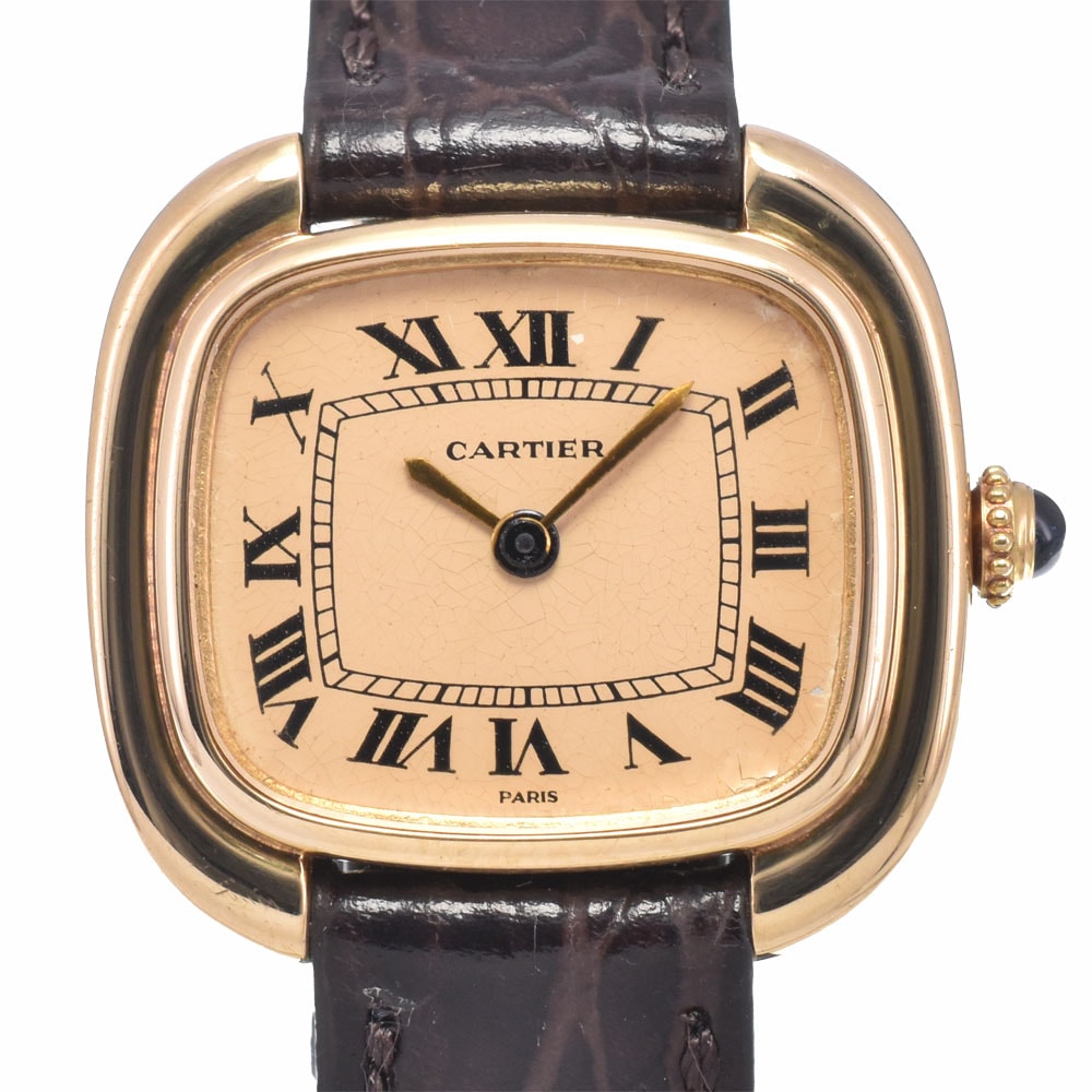 カルティエ CARTIER ゴンドーロ K18YG/レザー ゴールド 手巻き レディース 腕時計 Z#150170
