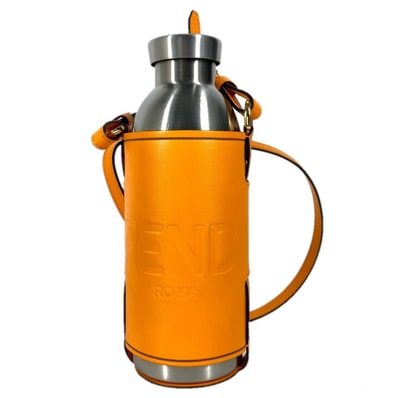 フェンディ FENDI ウォーターボトル 水筒 ロゴ 7AR972 24BOTTLES ボトルケース付き タンブラー SS オレンジ 美品