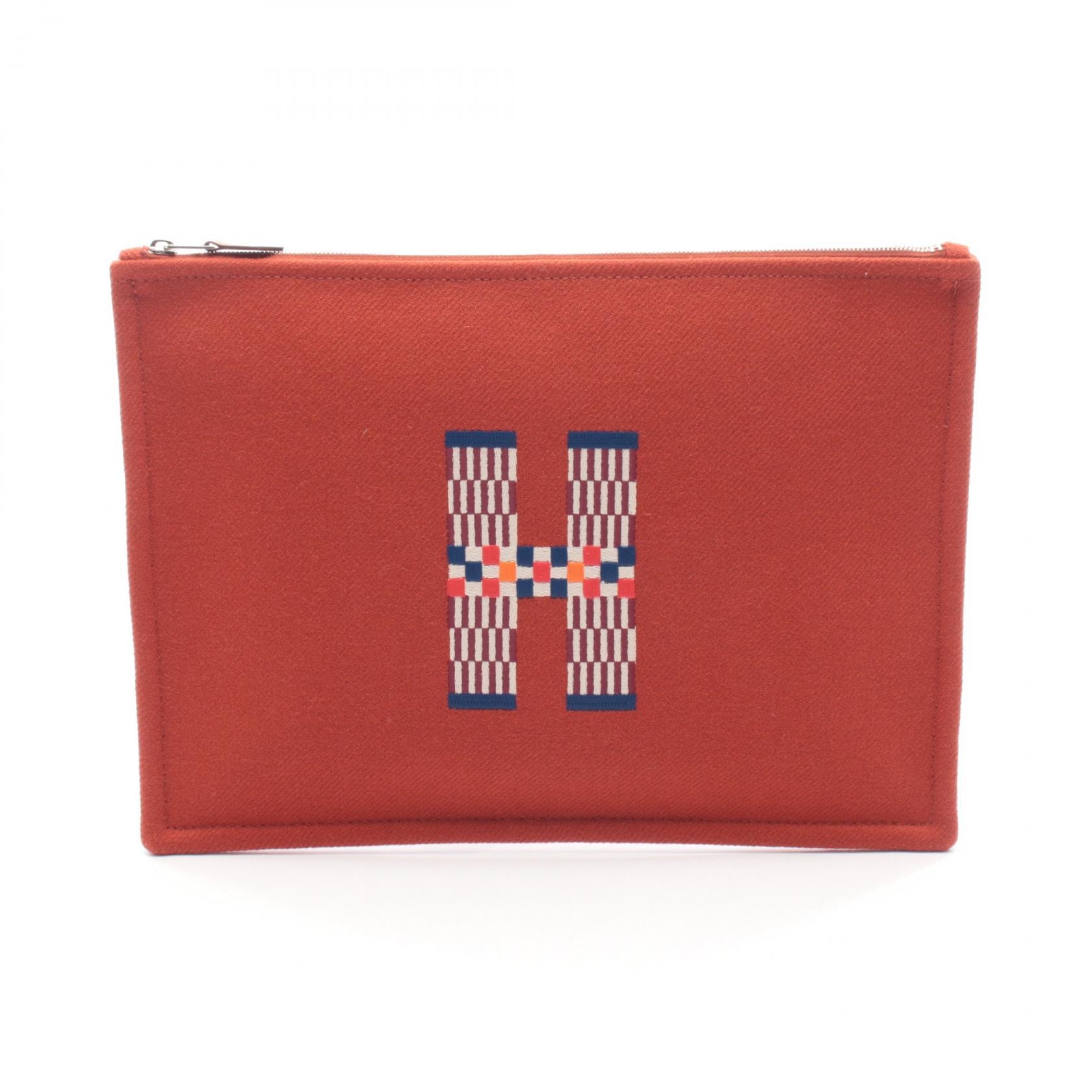 エルメス HERMES フラットポーチGM Hナッテ セカンドバッグ クラッチバッグ バッグ ウール レディース レッド系 / マルチカラー H103643M02 【新品】