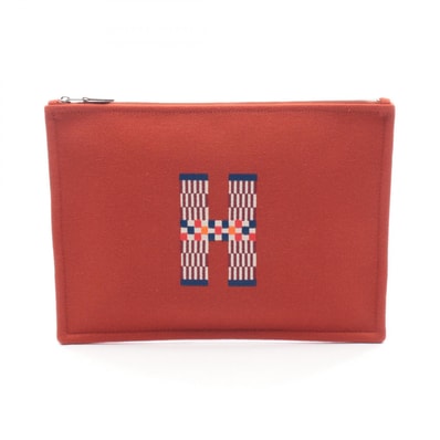 エルメス HERMES フラットポーチGM Hナッテ セカンドバッグ クラッチバッグ バッグ ウール レディース レッド系 / マルチカラー H103643M02 【新品】