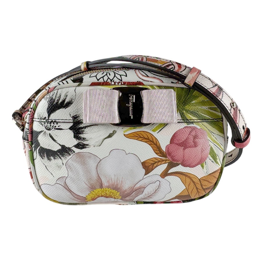 サルヴァトーレフェラガモ Salvatore Ferragamo ショルダーバッグ ヴァラリボン レザー ホワイト/マルチカラー レディース【中古】 z9689