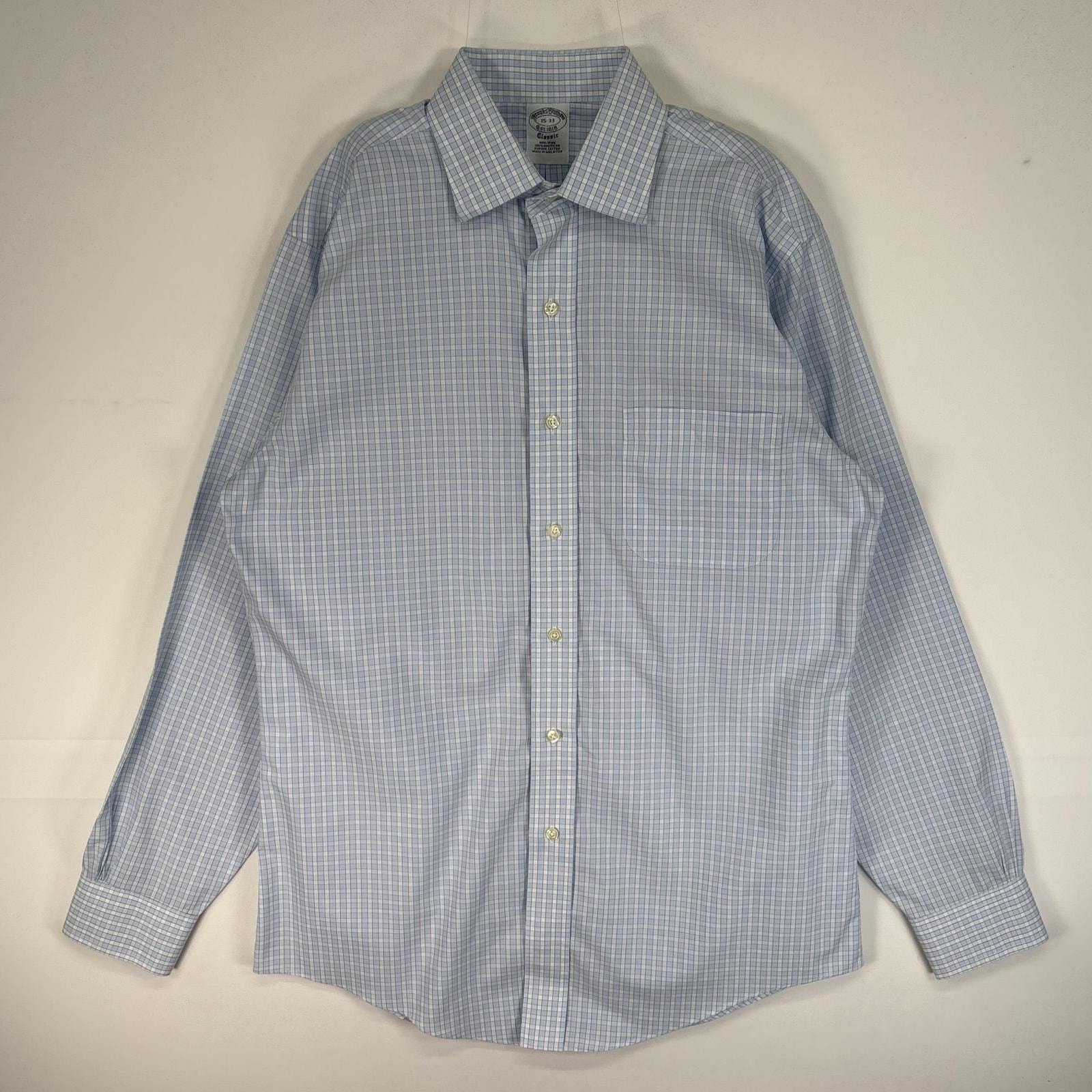 古着 ブルックスブラザーズ Brooks Brothers 長袖シャツ チェック 胸ポケ CLASSIC M 水色系 マルチカラー メンズ