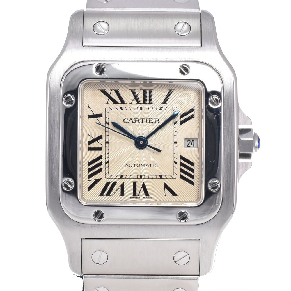 カルティエ CARTIER W20055D6 サントスガルベ LM デイト シルバー 自動巻き メンズ 美品 腕時計 O#148415