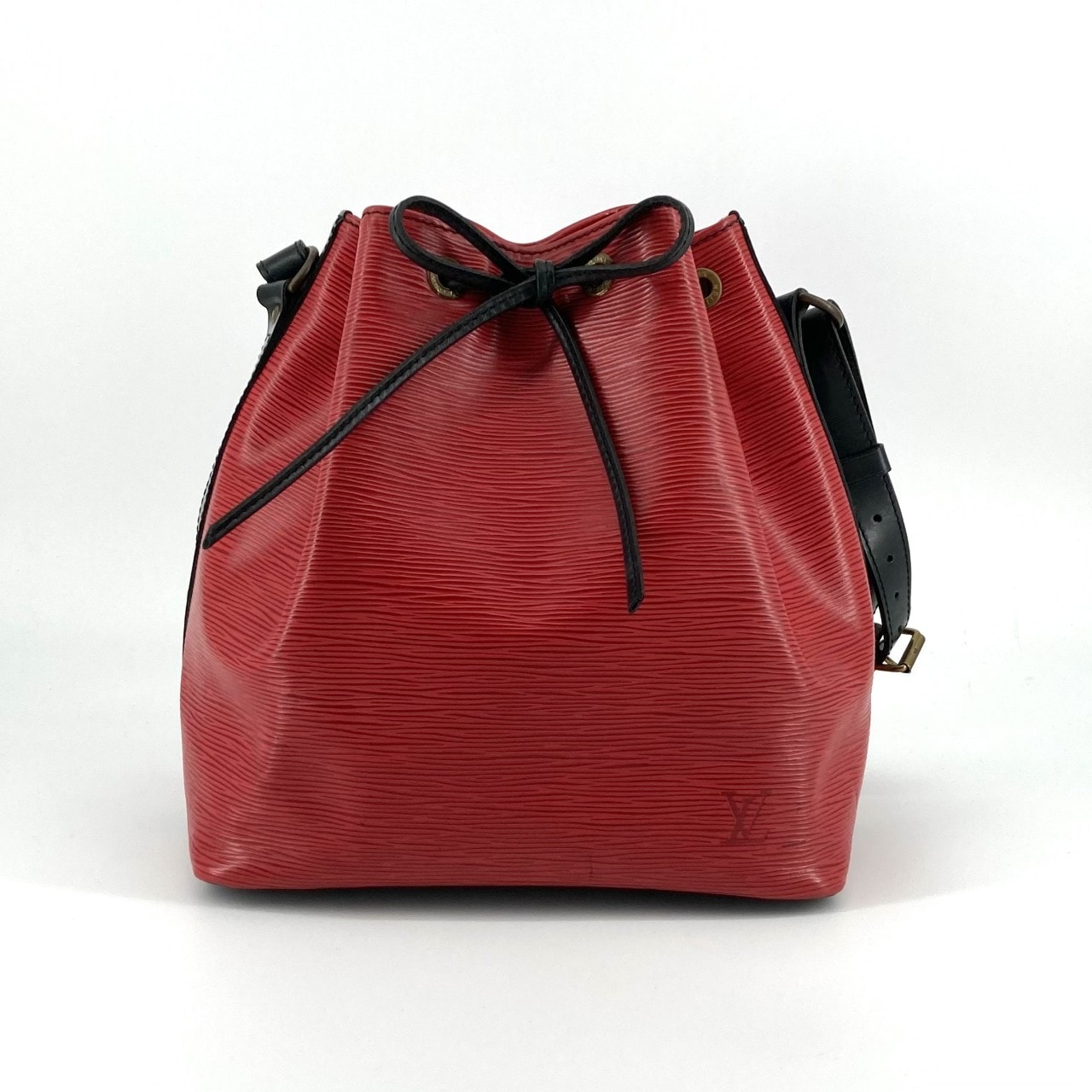LOUIS VUITTON(ルイ・ヴィトン) エピ プチノエ ドローストリング レザー ハンドバッグ カスティリアンレッド×ノワール