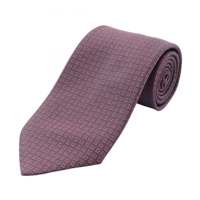 エルメス HERMES Hロゴ 総柄 ネクタイ 衣料品 シルク シルク ピンク メンズ ネイビー系 / ピンク系 659065T 【中古】