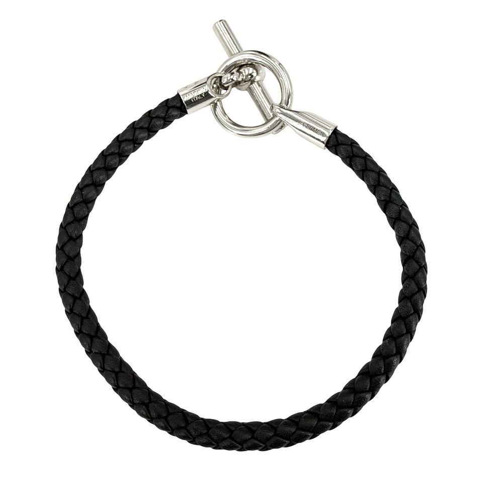 HERMES エルメス ブレスレット グレナン アクセサリー レザー  メタル   メンズ 約11.8g【中古品】