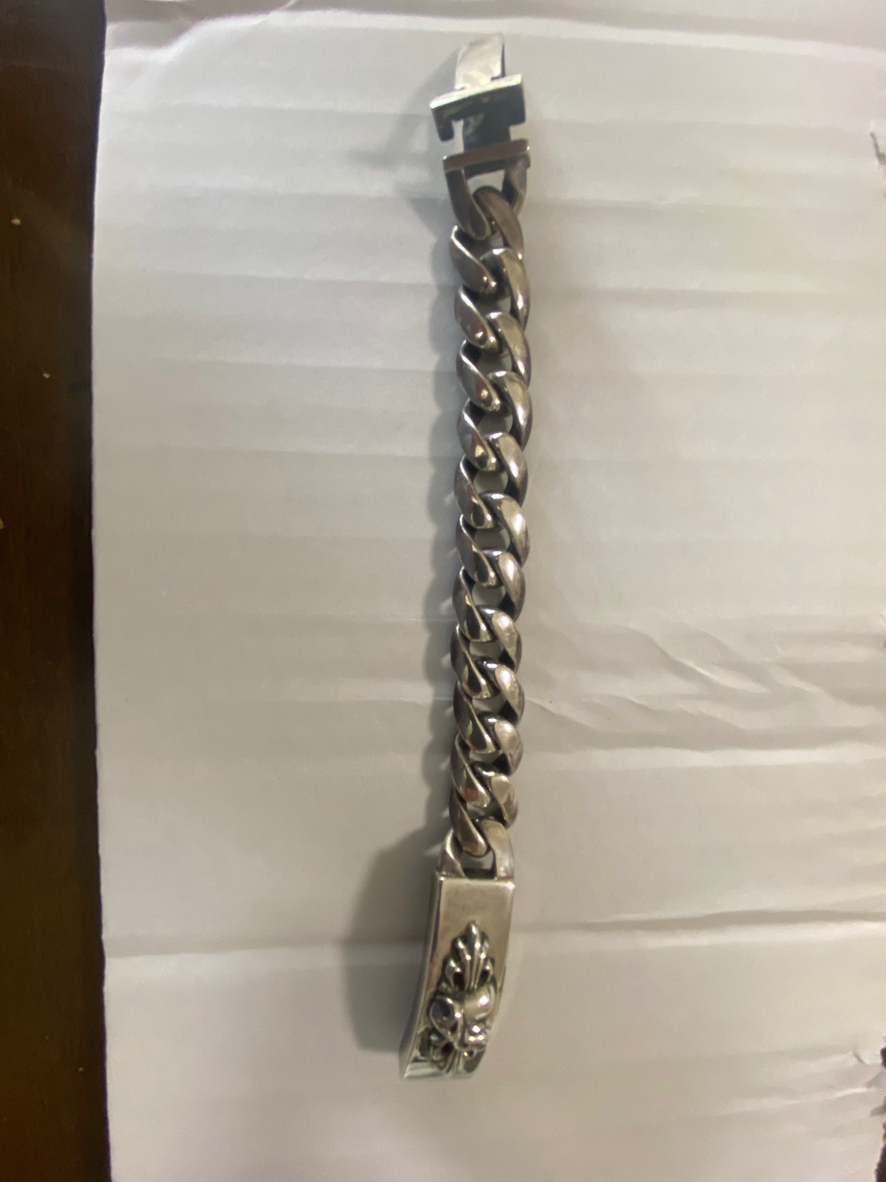 Chrome Hearts ID Bracelet W / Floral Cross Heart W / Classic Link ID-Floral Cross Heart W / Classic Link "Silver"