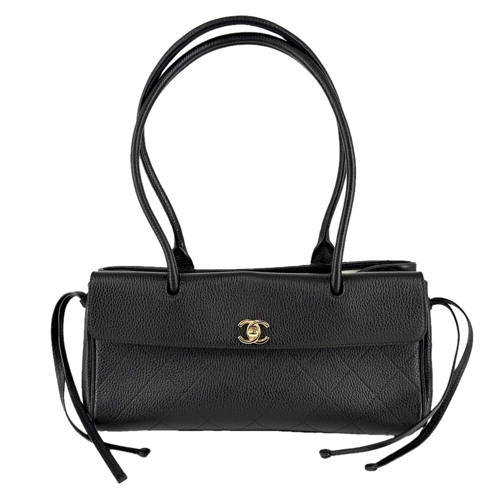 CHANEL シャネル トートバッグ スモール ショッピングバッグ ココマーク 肩掛け  グレインド カーフスキン   ブラック 黒 ゴールド金具 レディース 美品【中古品】