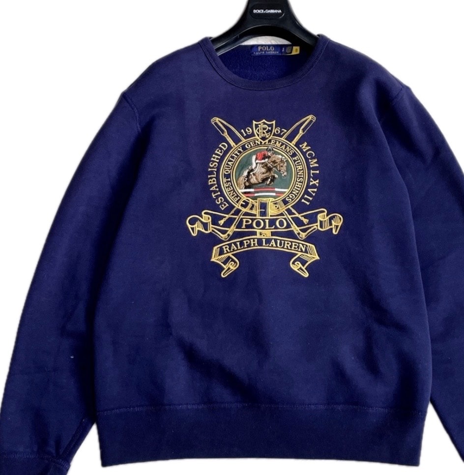 ポロラルフローレン エンブロイダード フリース スウェット トレーナー 馬 騎士