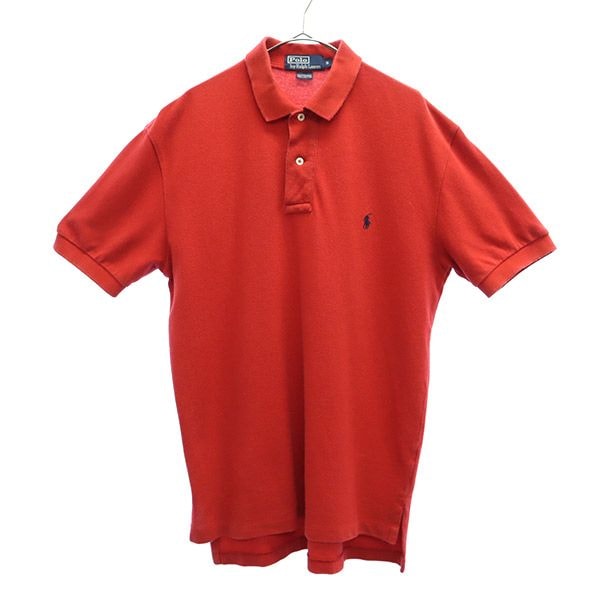 Polo by Ralph Lauren ポロバイラルフローレン ロゴ刺繍 半袖 ポロシャツ S レッド 鹿の子地