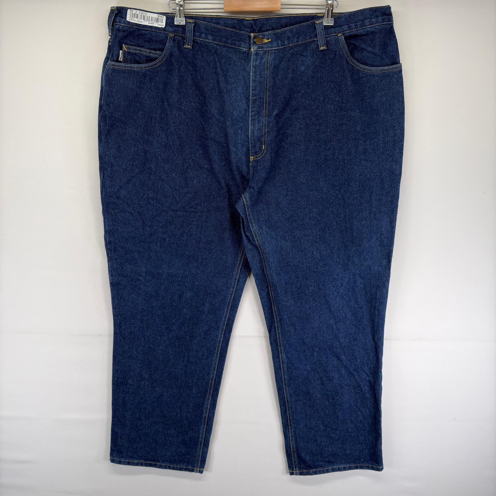 古着 カーハート Carhartt デニム パンツ ワーク ジッパーフライ ストレート 大きいサイズ ワンポイントロゴ w48 L30  ブルー系 メンズ