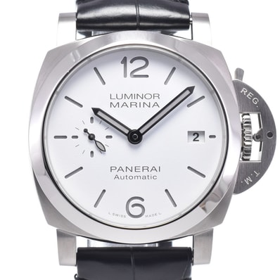パネライ PANERAI PAM01271 ルミノールマリーナ クアランタ デイト ホワイト 自動巻き メンズ 美品 箱・保証書付き 腕時計 O#148950
