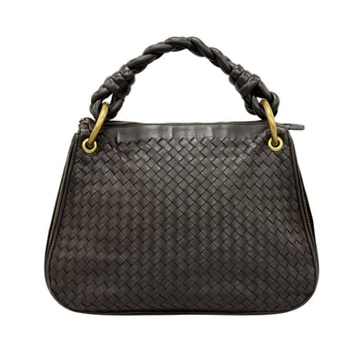 BOTTEGAVENETA ボッテガヴェネタ ハンドバッグ イントレチャート ワンショルダー 169850 ラムスキン ダークブラウン ゴールド金具 レディース【中古品】