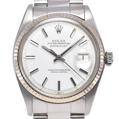 ロレックス ROLEX 1601 ヴィンテージ デイトジャスト Cal.1570 スノーホワイト WGベゼル ホワイト 自動巻き メンズ 良品 腕時計 R#149007