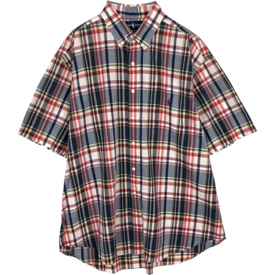 古着 ラルフローレン Ralph Lauren BLAKE 半袖 ボタンダウン チェックシャツ メンズXL相当/eaa633138