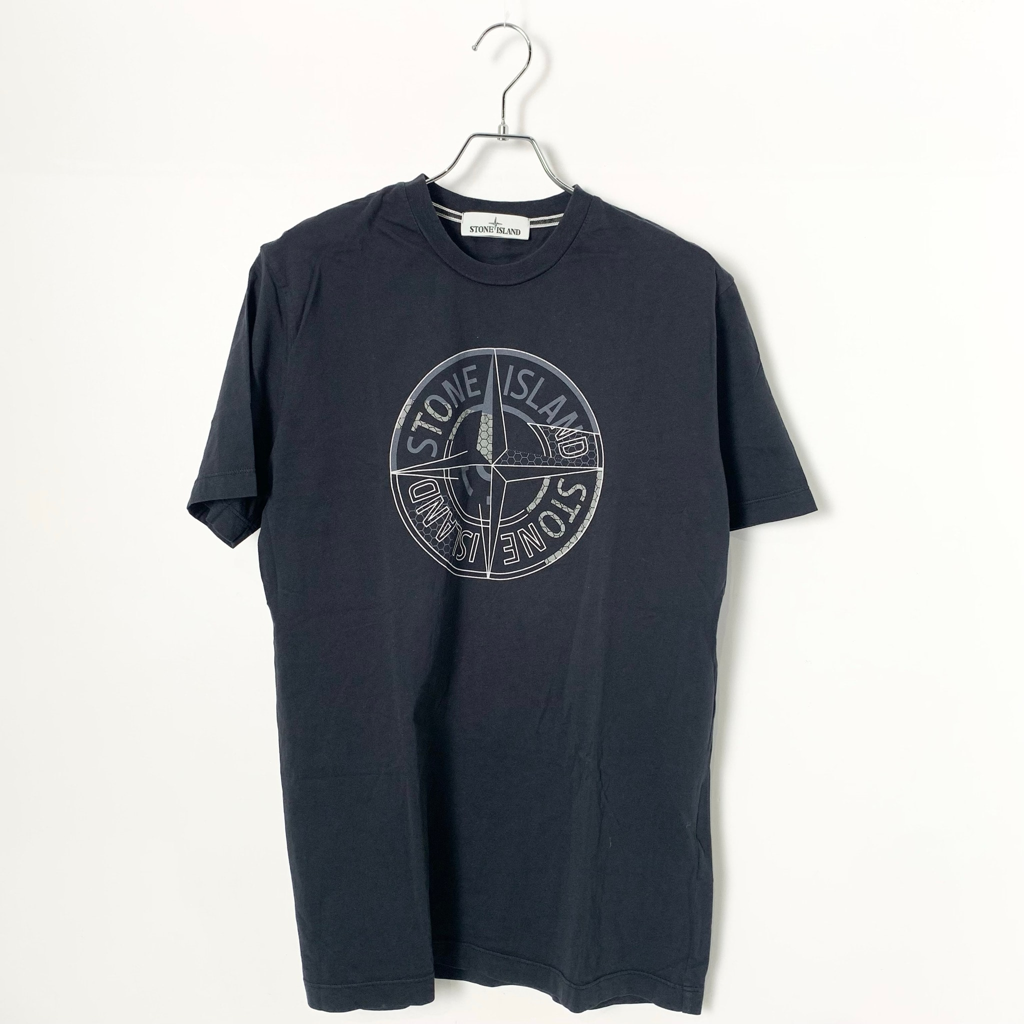 STONE ISLAND WHITE REFLECTIVE LOGO TEE  Black