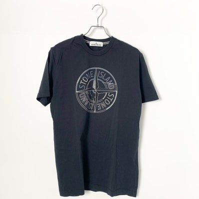 STONE ISLAND WHITE REFLECTIVE LOGO TEE Black
