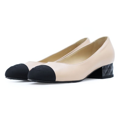 【美品】 シャネル G40156 パンプス バイカラー パンプス レディース ベージュ ブラック 35 1/2 CHANEL