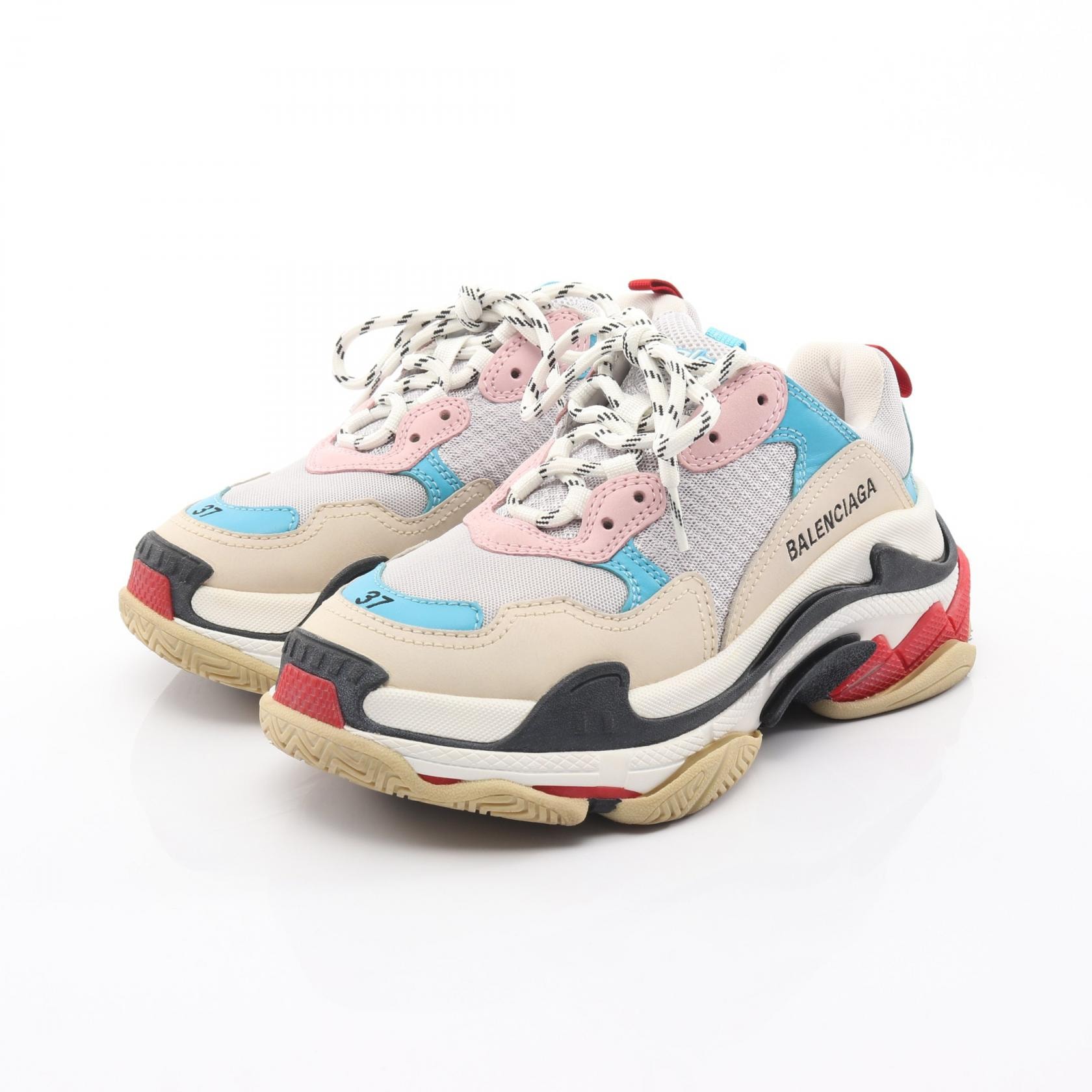 バレンシアガ BALENCIAGA TRIPLE S トリプルS スニーカー 靴 レザー ファブリック レディース ベージュ系 / マルチカラー 【中古】