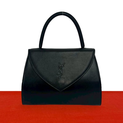 YVES SAINT LAURENT イヴ・サンローラン YSL ロゴ レザー ハンドバッグ ブラック
10249