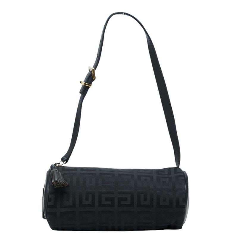 ジバンシー ロゴジャカード タッセル ミニワンショルダーバッグ ブラック キャンバス レザー レディース Givenchy 中古