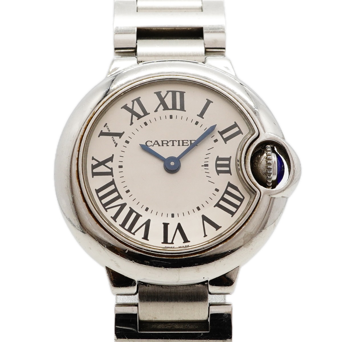 ★SALE【6wgc0231】カルティエ バロンブルーSM W69010Z4 シルバー文字盤【中古】腕時計 レディース