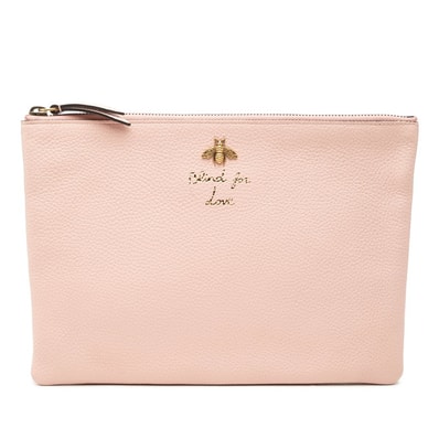 グッチ アニマリエ ビー クラッチバッグ セカンドバッグ 460187 ピンク レザー レディース GUCCI 【中古】