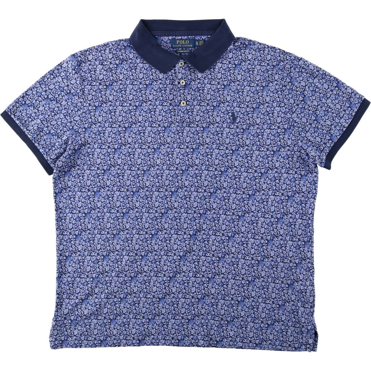 古着 ラルフローレン Ralph Lauren POLO RALPH LAUREN CUSTOM SLIM FIT 総柄 半袖 ポロシャツ メンズXL相当/eaa644239