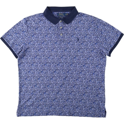 古着 ラルフローレン Ralph Lauren POLO RALPH LAUREN CUSTOM SLIM FIT 総柄 半袖 ポロシャツ メンズXL相当/eaa644239