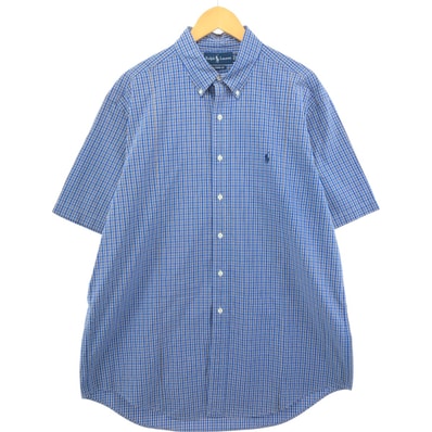 古着 ラルフローレン Ralph Lauren CLASSIC FIT クラシックフィット 半袖 ボタンダウン チェックシャツ XL メンズXL相当/eaa560657