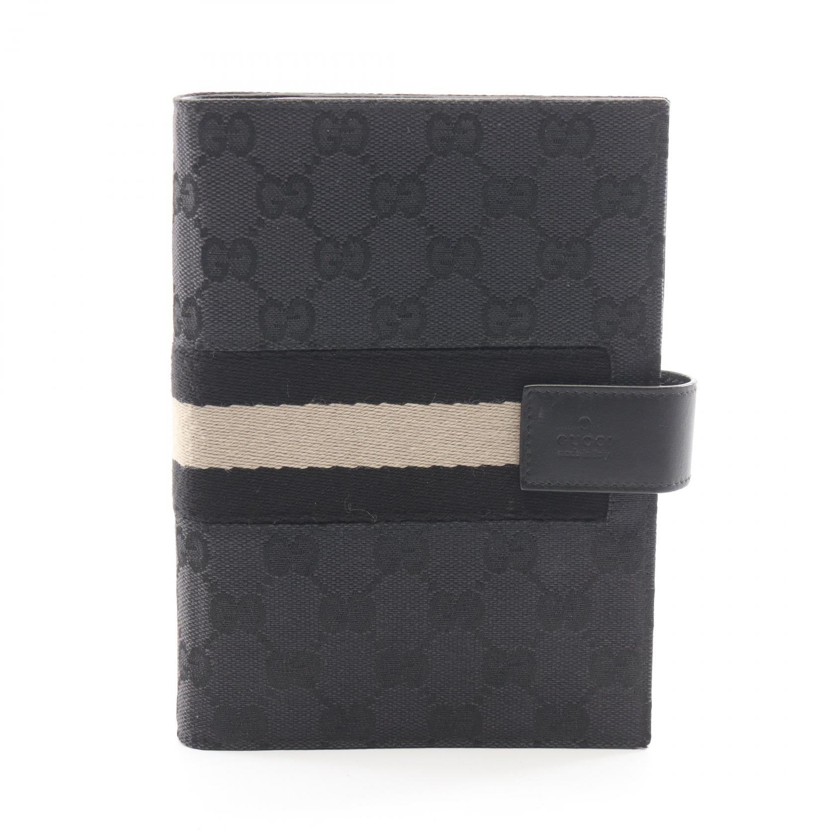 グッチ GUCCI GGキャンバス アジェンダ 手帳カバー アクセサリー キャンバス レザー レディース ブラック系 / ベージュ系 【中古】