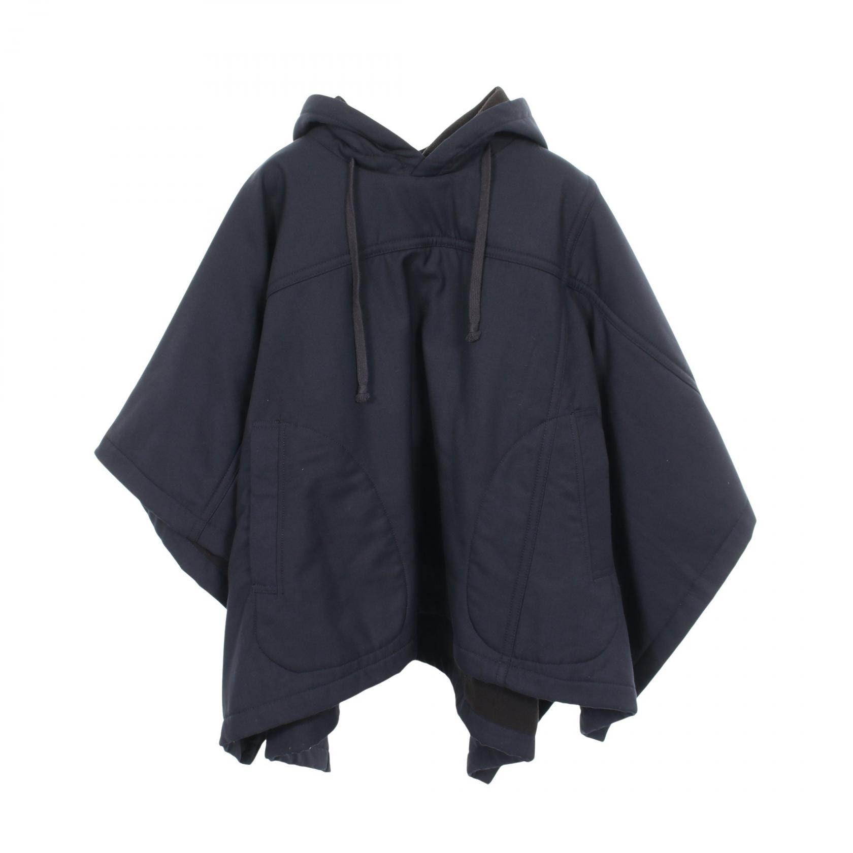 コムデギャルソン コムデギャルソン COMME des GARCONS COMME des GARCONS フード付き ポンチョ 衣料品 アウター ウール ポリエステル レディース ネイビー系 【中古】