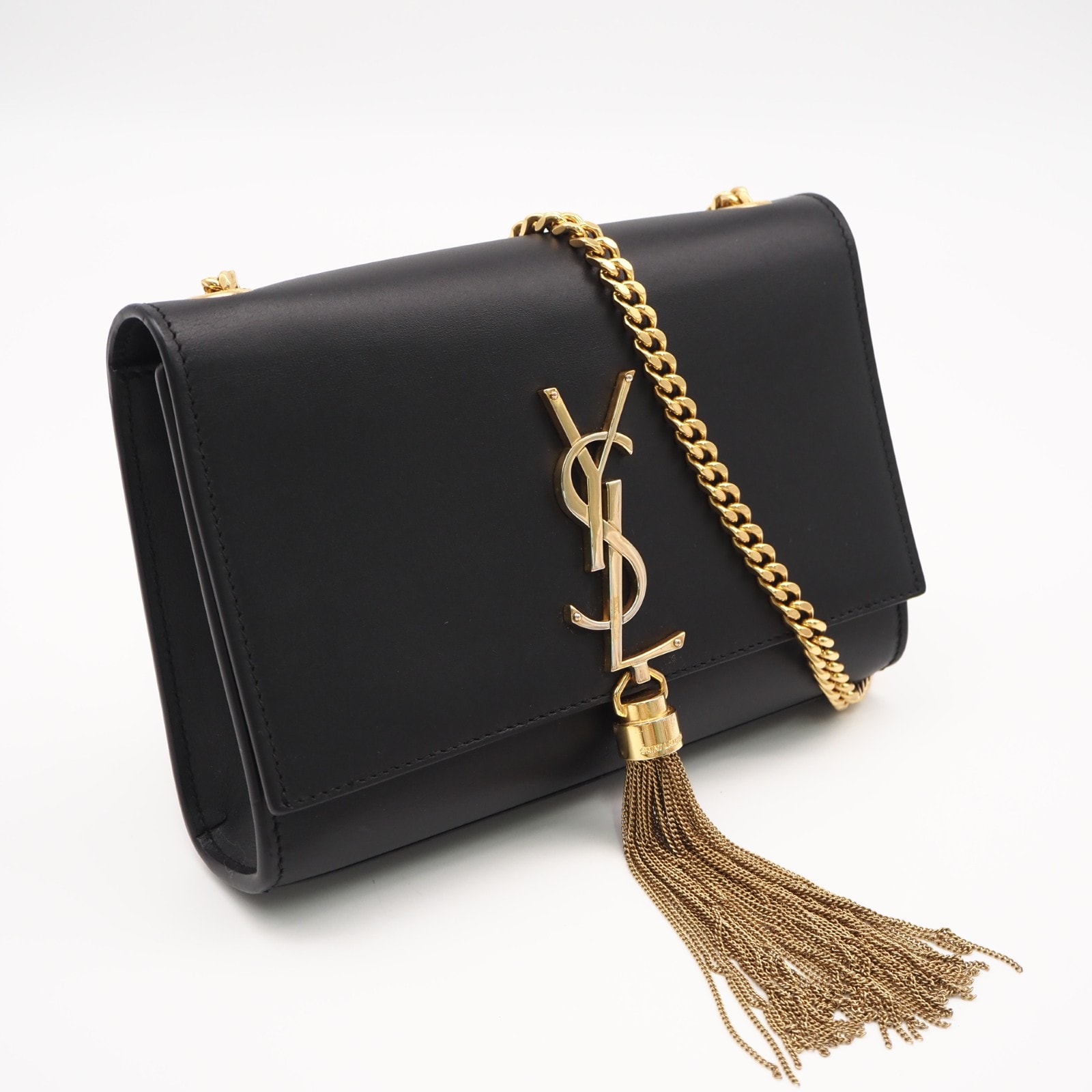 美品 SAINT LAURENT サンローラン カーフスキン ケイト チェーンショルダーバッグ 474366 ショルダーバッグ ブラック カーフレザー レディース