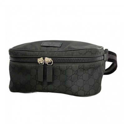 ★最終価格【6cd4914-k】グッチ ウエストバッグ GGナイロン 449182 ナイロン ブラック シルバー金具【中古】メンズ レディース ユニセックス