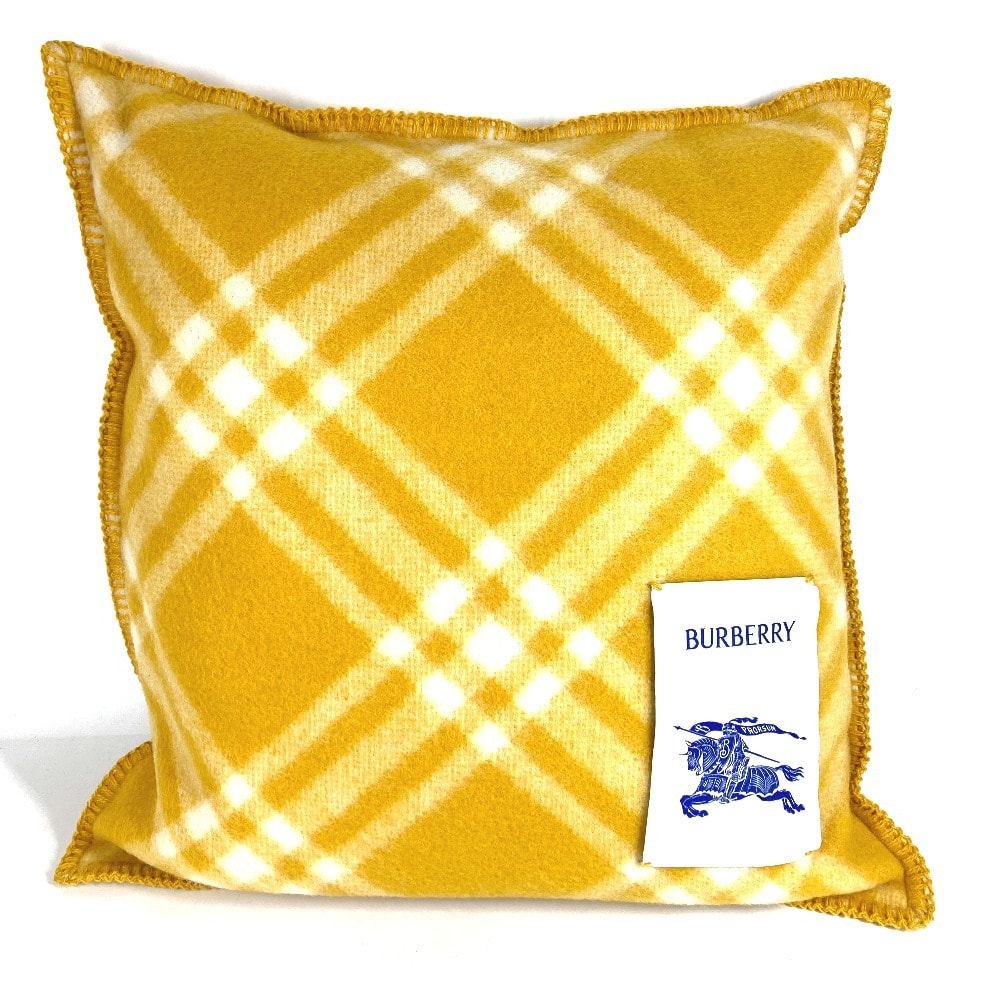 バーバリー BURBERRY チェック 新タグ 8075213 ピロー 枕 インテリア クッション ウール イエロー 新品同様
