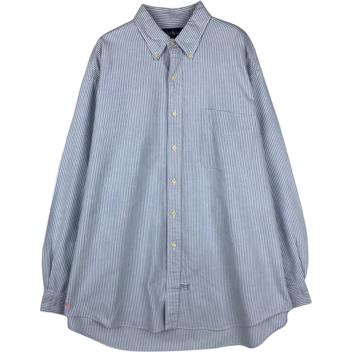 古着 ラルフローレン Ralph Lauren THE BIG OXFORD 長袖 ボタンダウンストライプシャツ メンズL相当/eaa629122