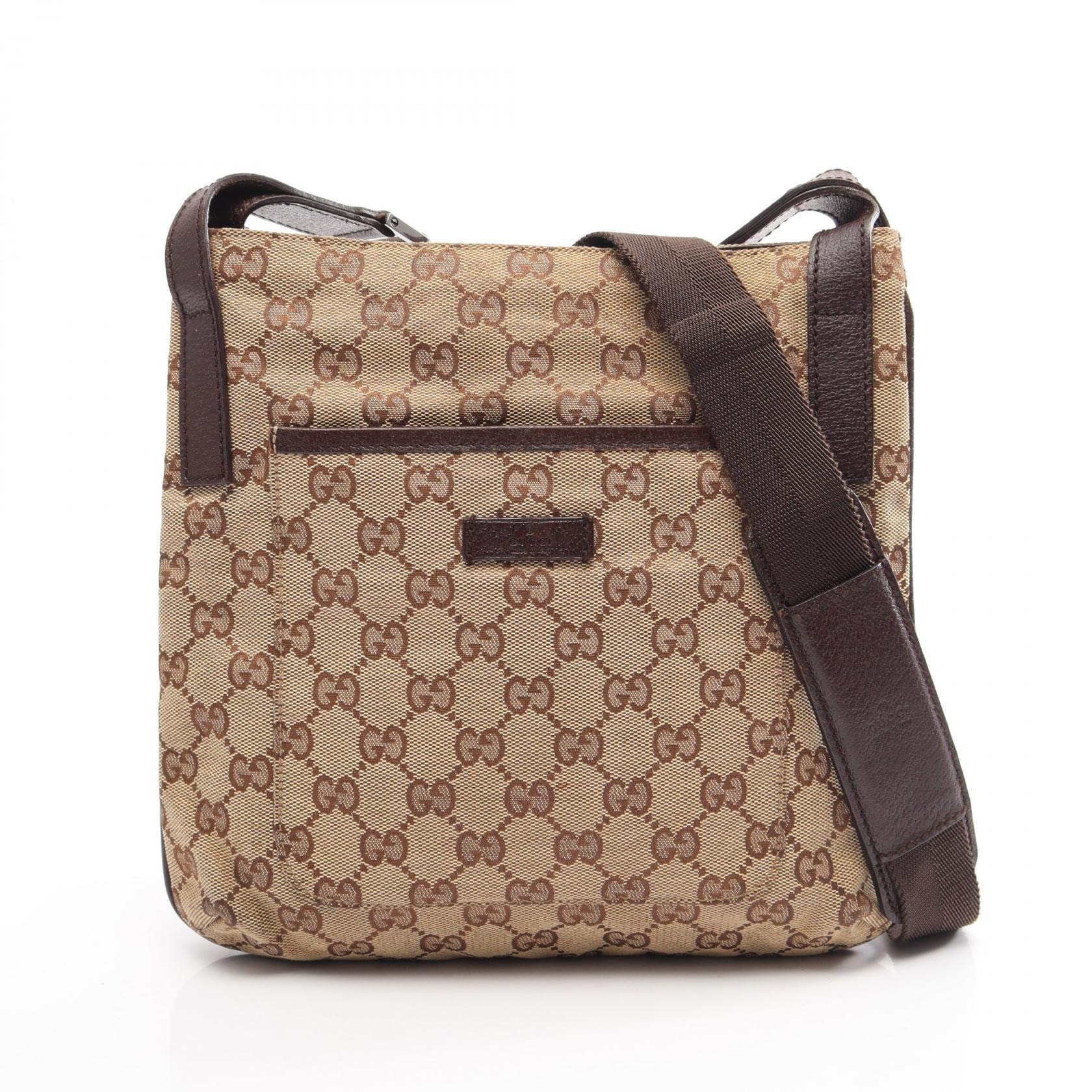 グッチ GUCCI GGキャンバス ショルダーバッグ バッグ キャンバス レザー レディース ベージュ系 / ブラウン系 122793 【中古】