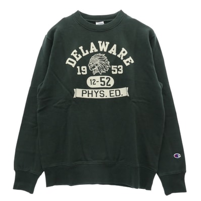 Champion チャンピオン スウェット C3-G012 トリコタグ復刻 DELAWARE カレッジプリント クルー スウェット モスグリーン系 L【新古品】【未使用】【中古】