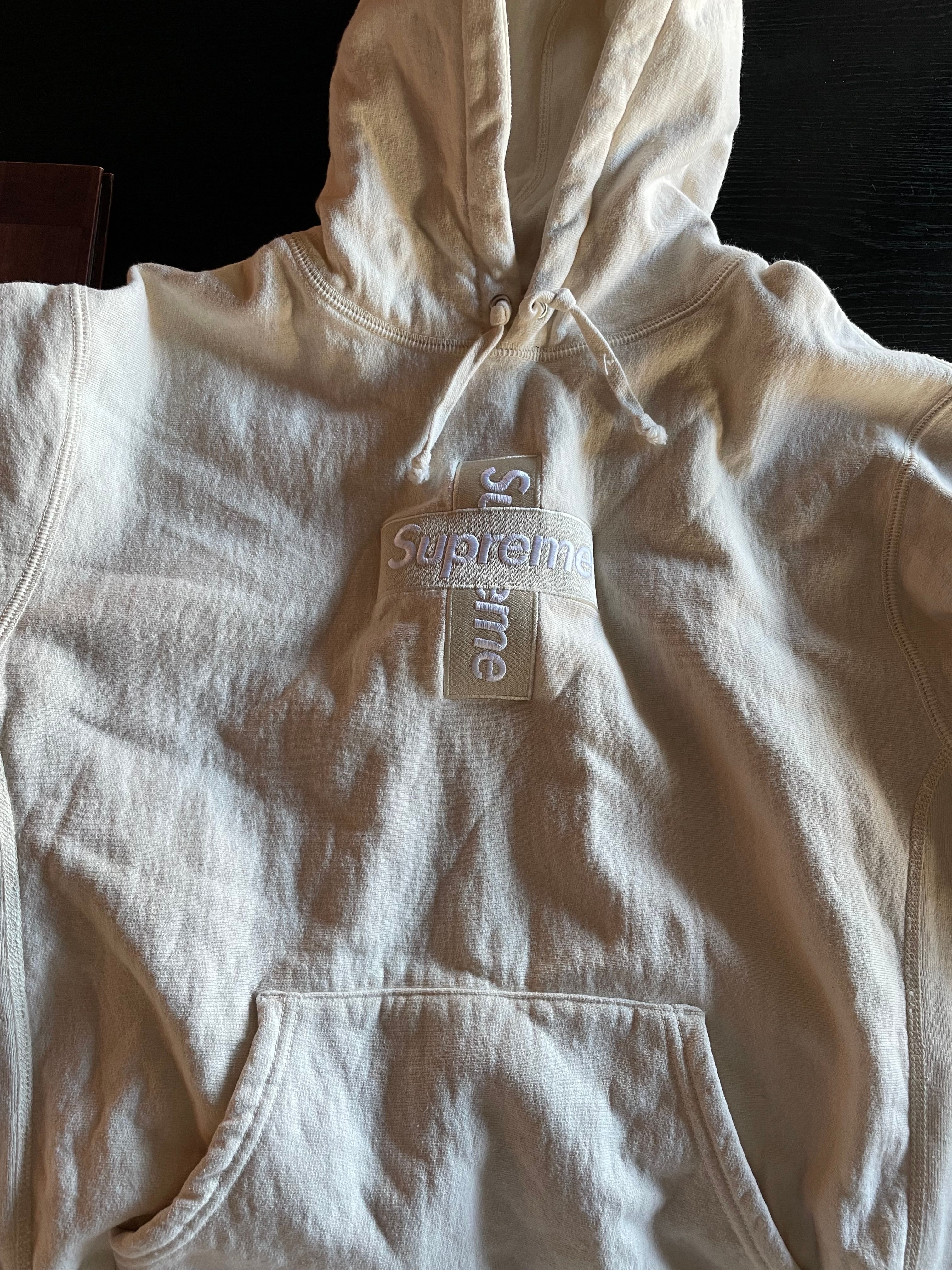 Supreme Cross Box Logo Hooded Sweatshirt "Natural"