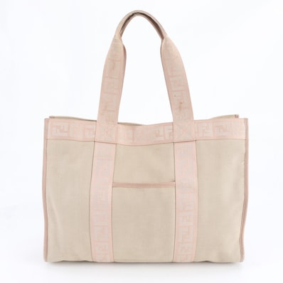 フェンディ ズッカ 8BH165 トート バッグ レザー×キャンバス