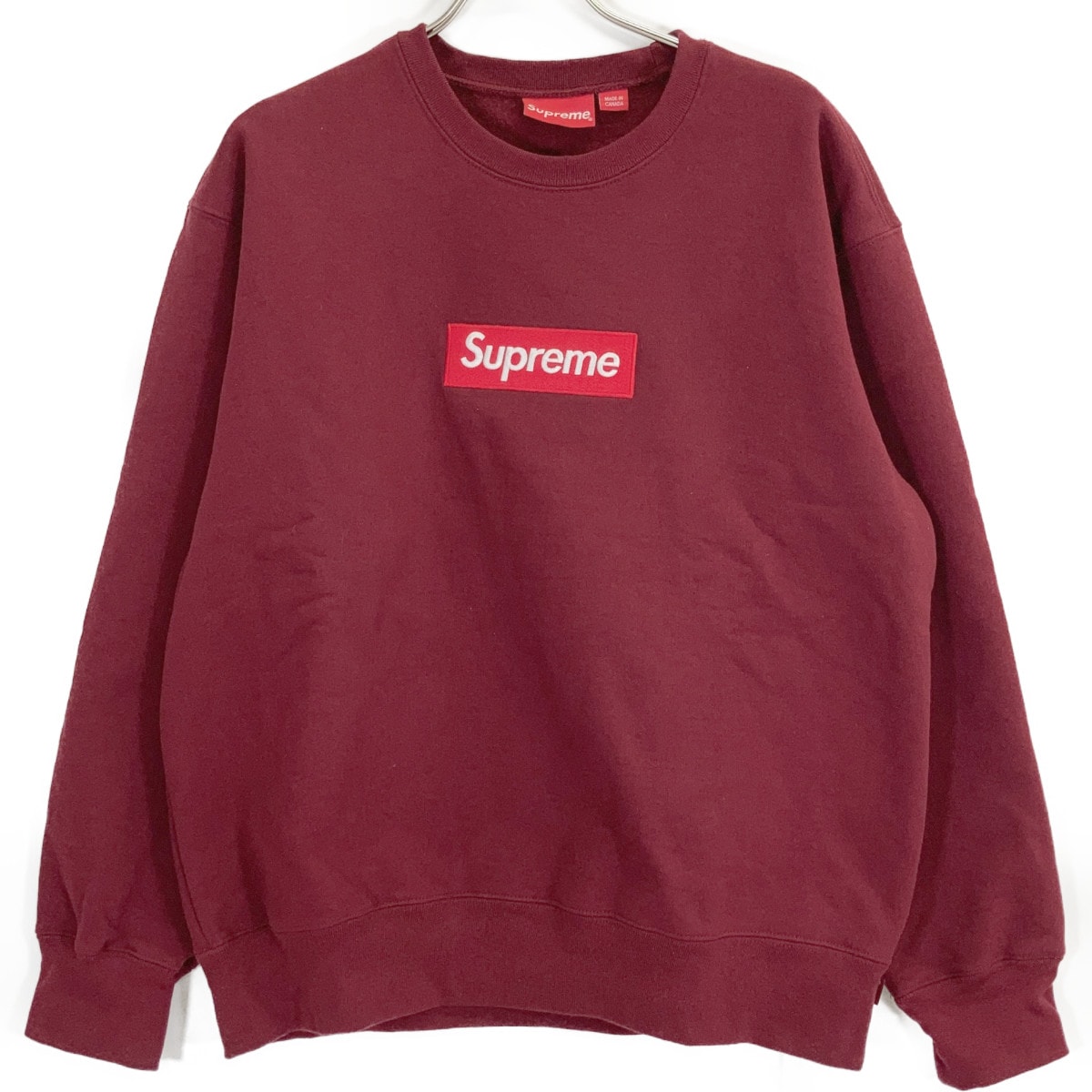 シュプリーム 22AW バーガンディ Box Logo Crewneck M