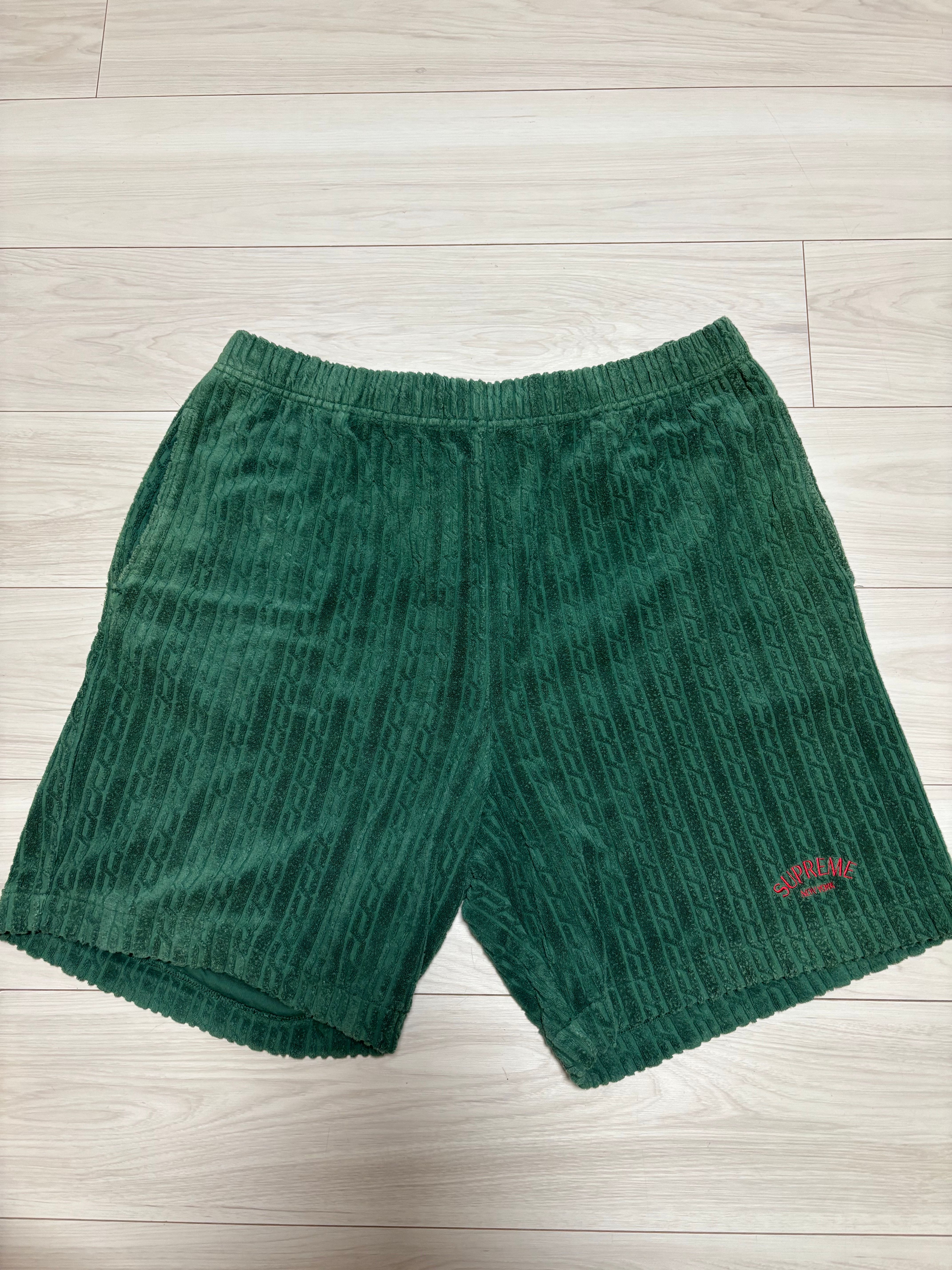 18SS supreme ハーフパンツ ショートパンツ Cable Knit Terry Short L グリーン