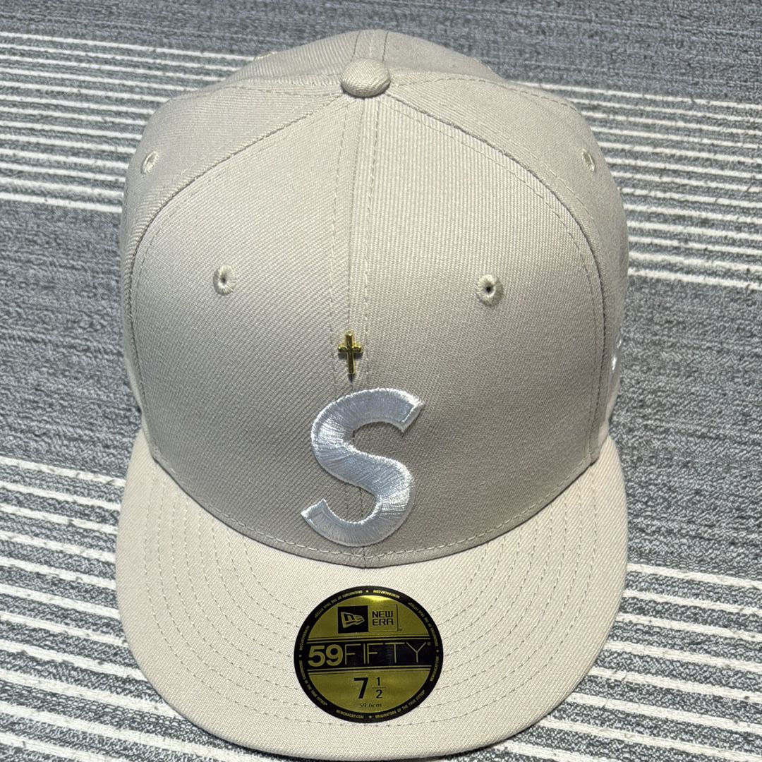 Supreme Gold Cross S Logo New Era "Stone"