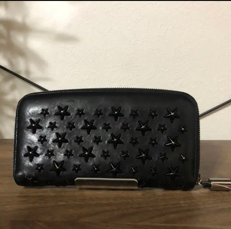 JIMMY CHOO ブラック 長財布 ラウンドジップ