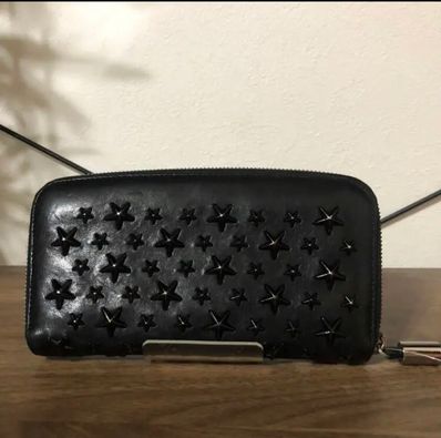 JIMMY CHOO ブラック 長財布 ラウンドジップ