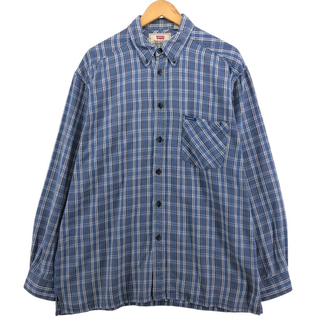 古着 90年代 リーバイス Levi's 長袖 ボタンダウンチェックシャツ ボックスシャツ メンズL相当 ヴィンテージ/eaa564157