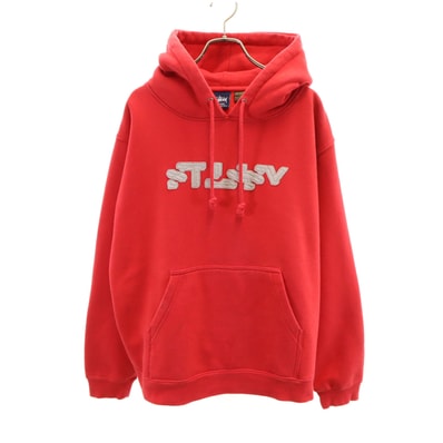 STUSSY ステューシー USA製 長袖 スウェットパーカー L レッド 裏起毛