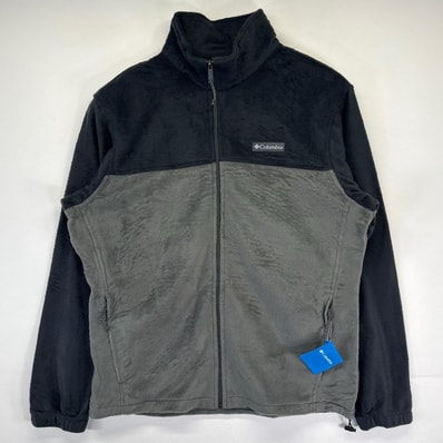 古着 コロンビア Columbia フリースジャケット フルジップ ワンポイントロゴデザイン 新品タグ アウトドア L ブラック メンズ