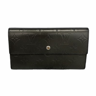 【6ke5375】ルイヴィトン 三つ折り長財布 モノグラム・マット ポルトフォイユインターナショナル M65102 ノワール【中古】レディース