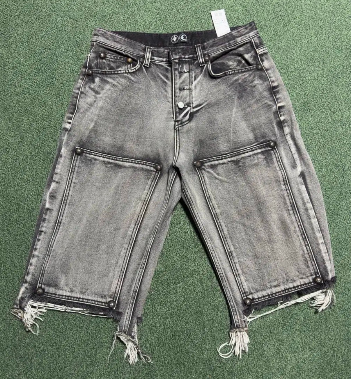 THUG CLUB Double Knee Denim Shorts "Black"